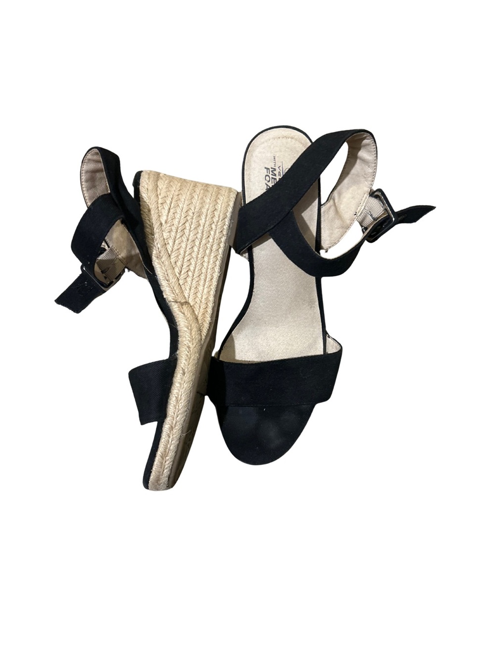 Life Stride Black Espadrille Wedge Sandals